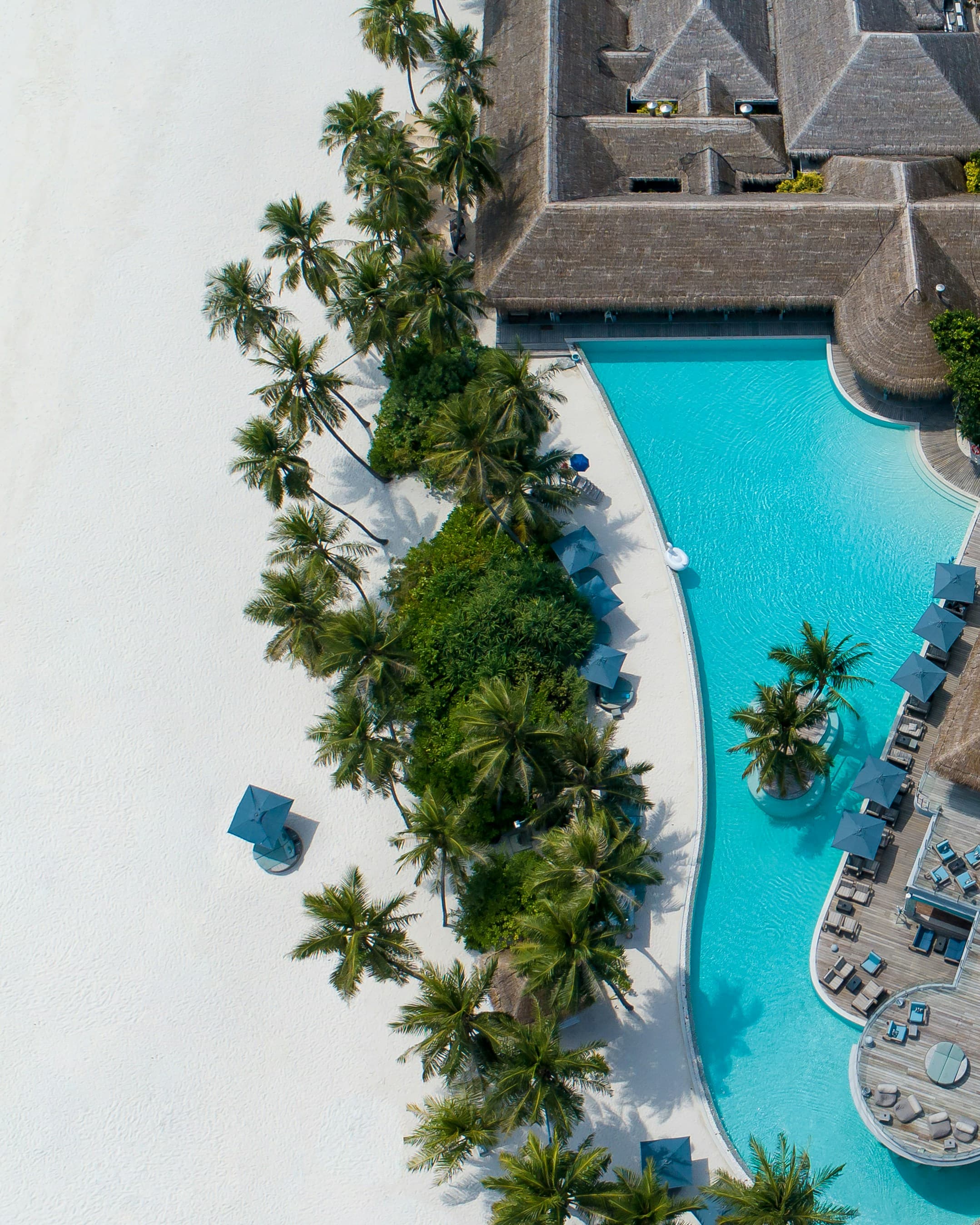 Aerial view of resort pool and beach